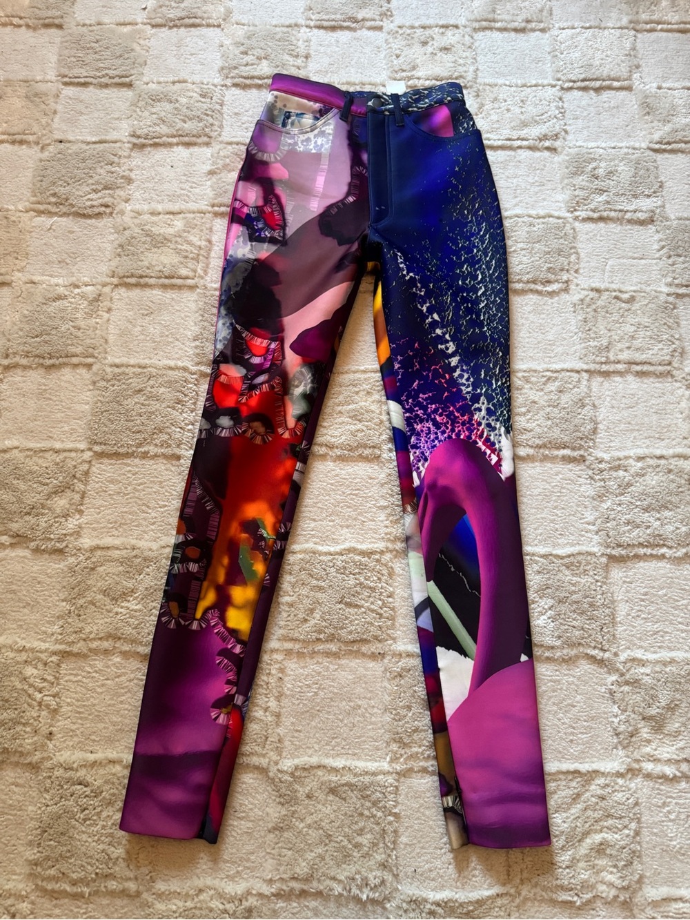 Maison Margiela S29LA0048 Abstract Graphic Print Skinny Pants 38 Made in Italy